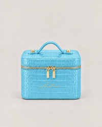 Neceser The Simple Croco Blue Raspberry Aestina, logo dorado, foto 2