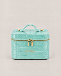 حقيبة مكياج (vanity) The Simple بنقشة جلد التمساح Mint من Aestina، شعار ذهبي، صورة 2