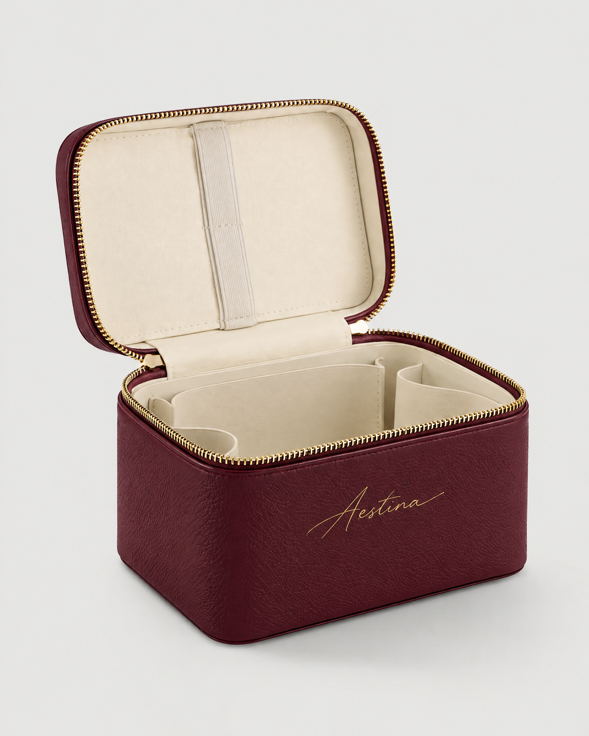Beauty case The Simple Black Cherry Aestina, logo dorato, foto 4