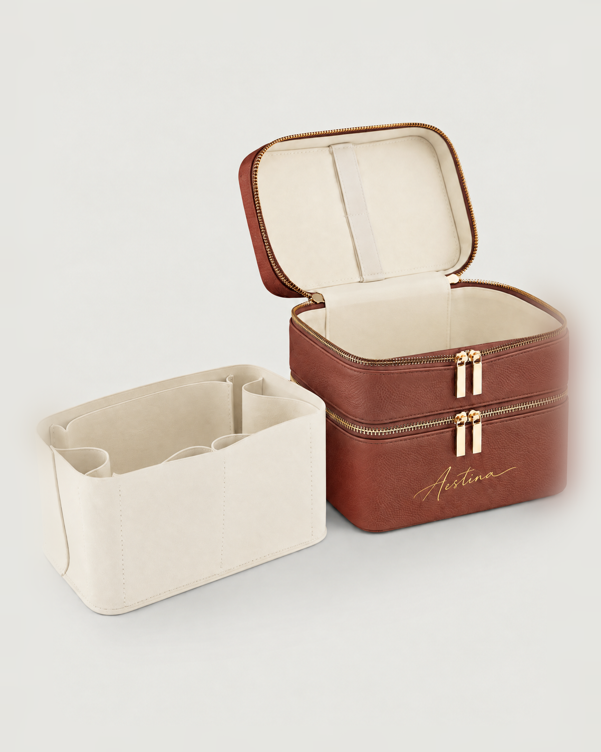 Beauty case The Duo Cinnamon Aestina, logo dorato, foto 5