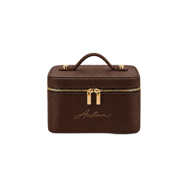 Beauty case The Simple Cacao Aestina, logo dorato, foto 1