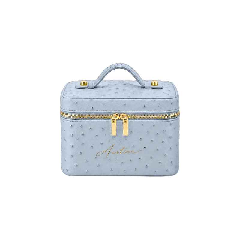 Beauty case The Simple Struzzo Blue Raspberry Aestina, logo dorato, foto 1