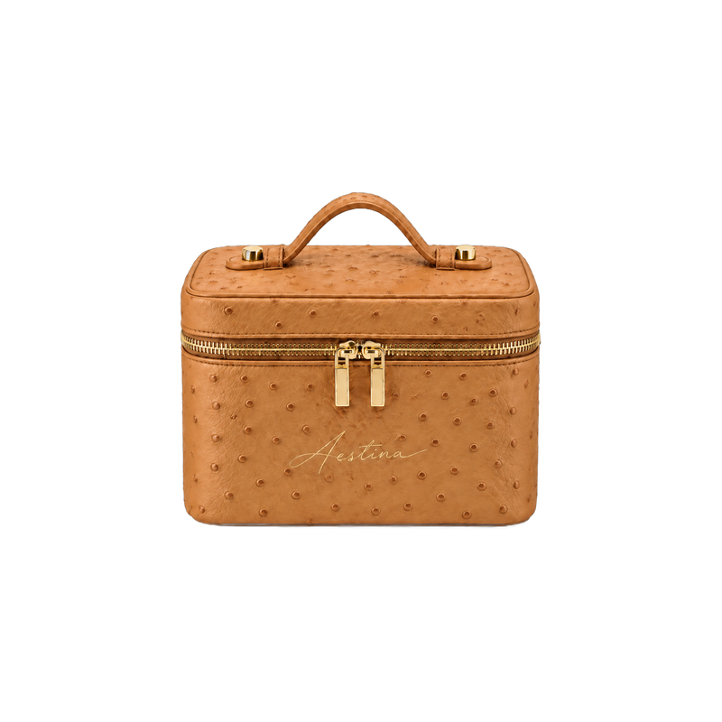 Beauty case The Simple Struzzo Apricot Aestina, logo dorato, foto 1