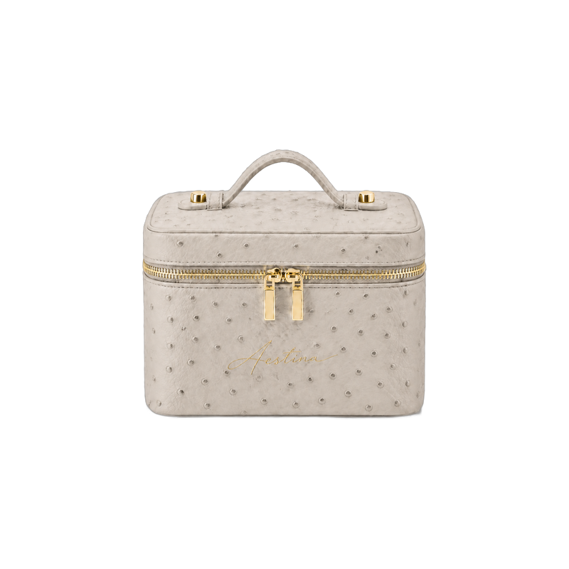 Beauty case The Simple Struzzo Almond Aestina, logo dorato, foto 1