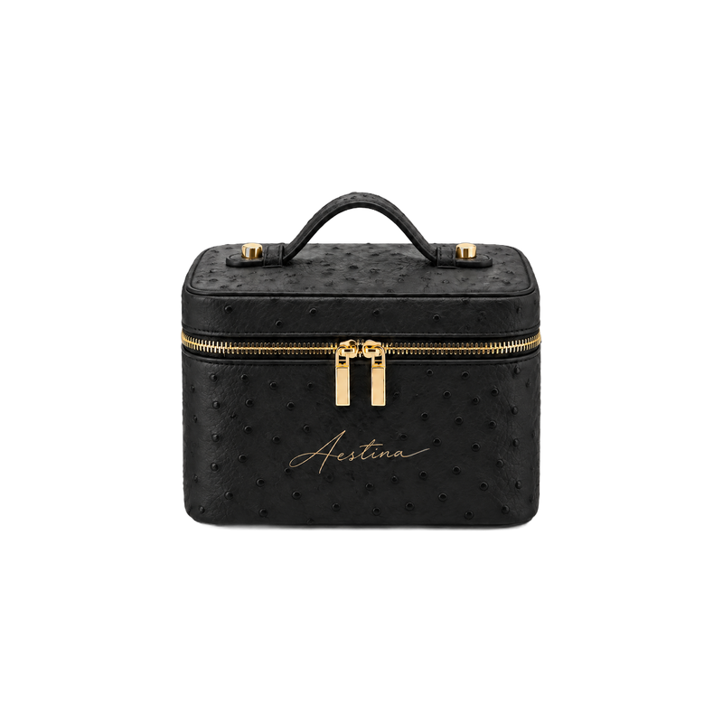 Beauty case The Simple Struzzo Blackberry Aestina, logo dorato, foto 1