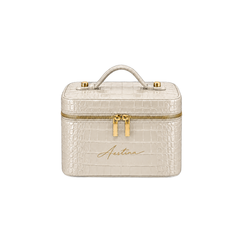 Beauty case The Simple Croco Coconut Aestina, logo dorato, foto 1