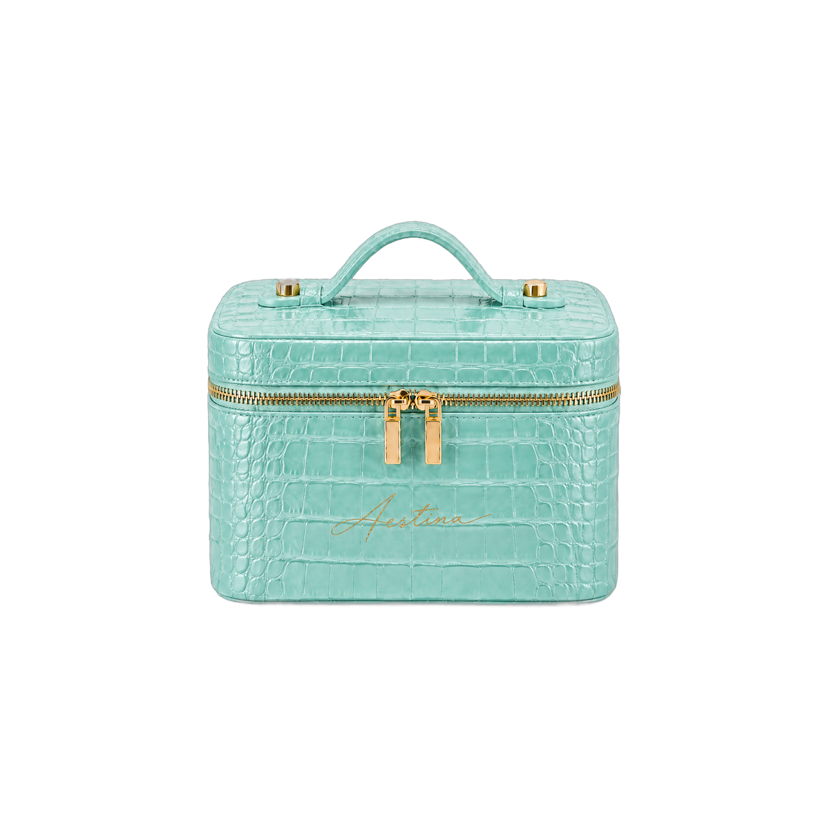 Beautycase The Simple Croco Mint Aestina, goudkleurig logo, foto 1