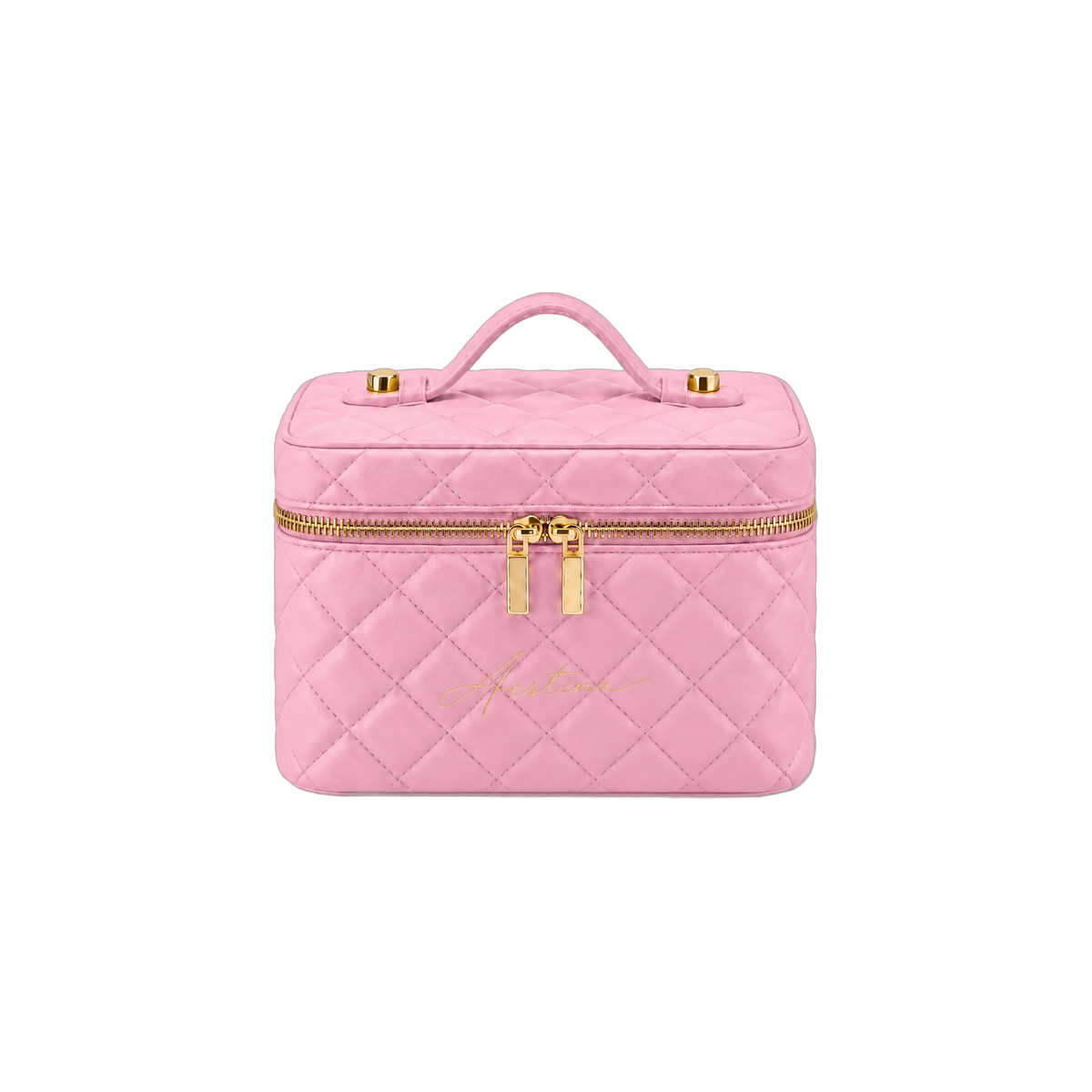 حقيبة مكياج (vanity) The Simple مبطنة Lychee من Aestina، شعار ذهبي، صورة 1