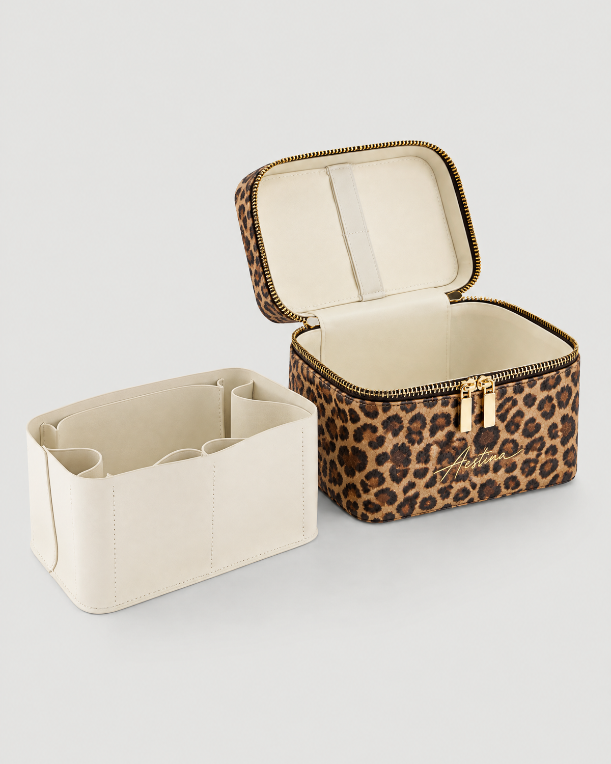 Beauty case The Simple Leopardato Aestina, logo dorato, foto 5