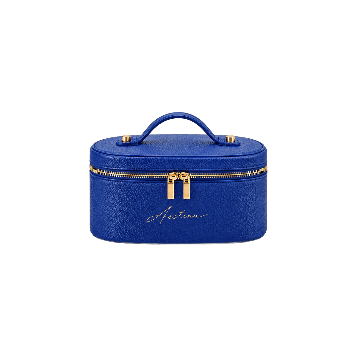 حقيبة مكياج (vanity) The Oval بلون Blueberry من Aestina، شعار ذهبي، صورة 1