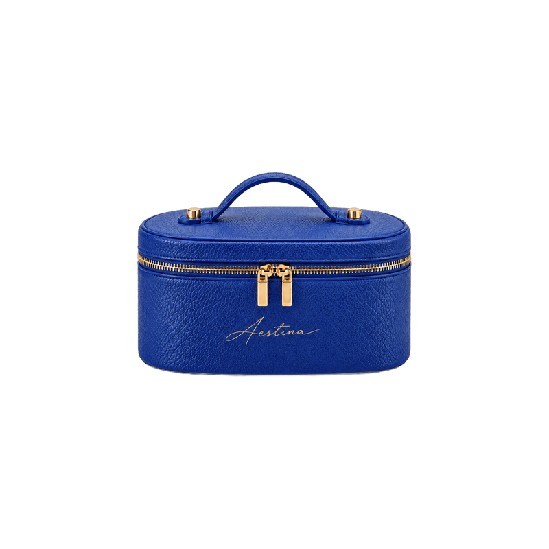 Beauty case The Oval Blueberry Aestina, logo dorato, foto 1
