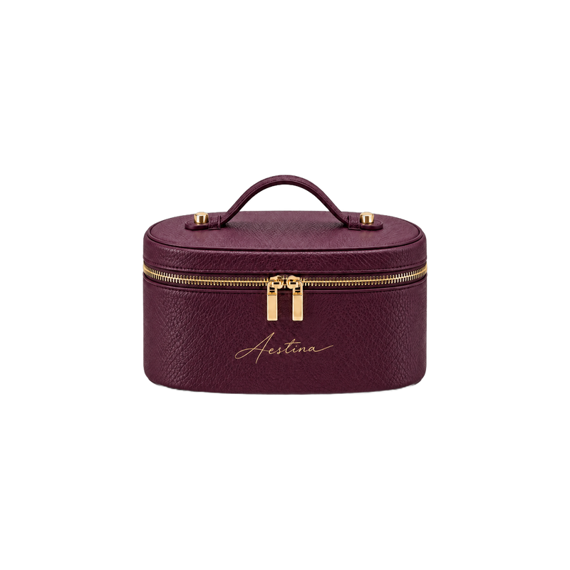 Beauty case The Oval Black Cherry Aestina, logo dorato, foto 1