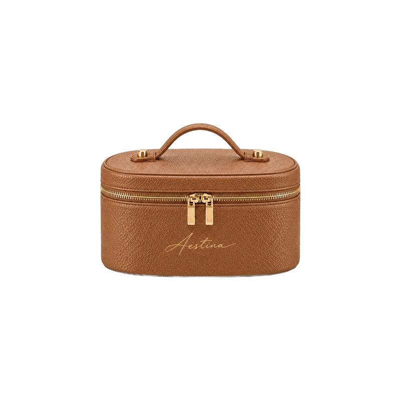 Beauty case The Oval Apricot Aestina, logo dorato, foto 1