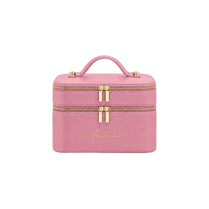 Beauty case The Duo Lychee Aestina, logo dorato, foto 1
