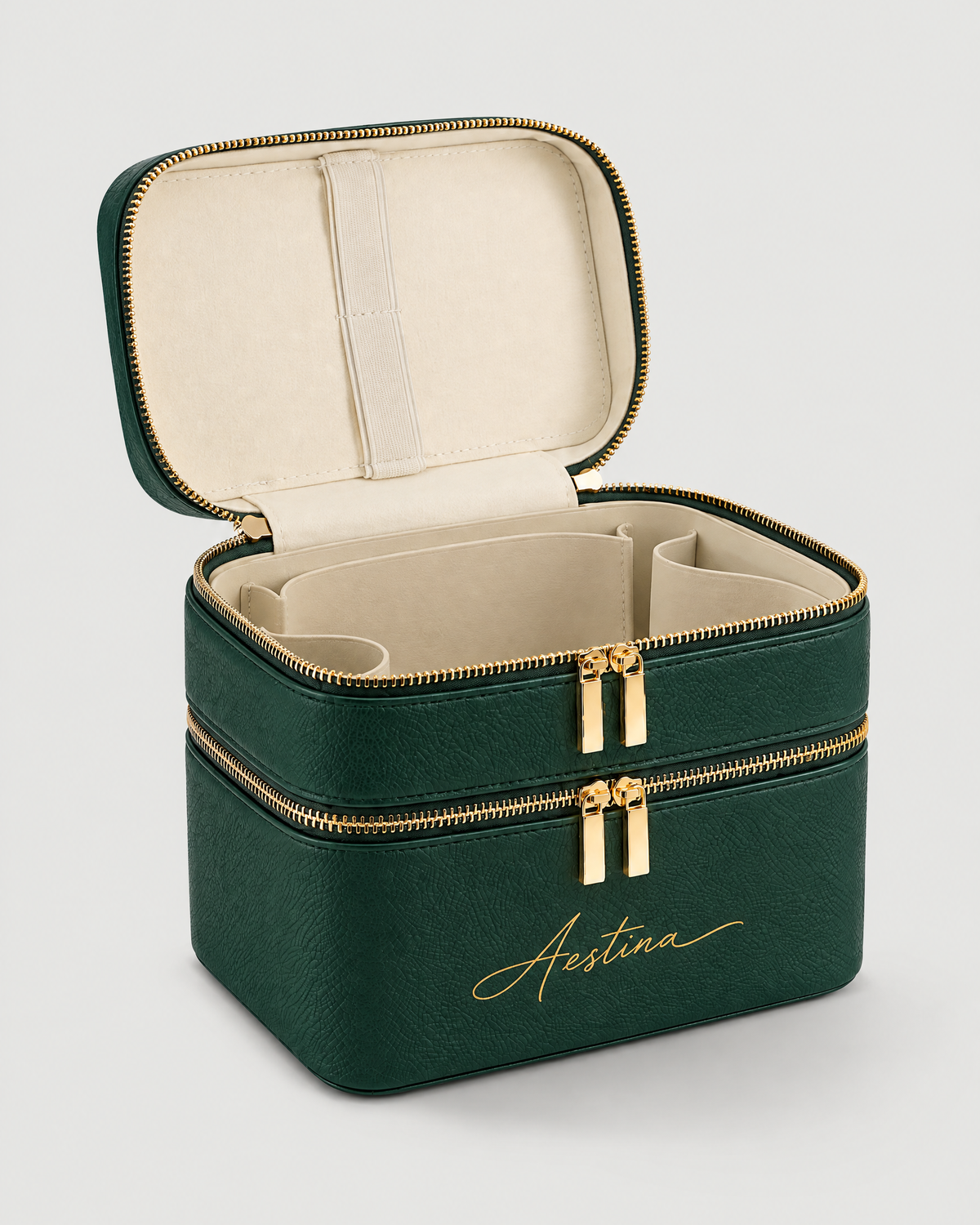 Beauty case The Duo Avocado Aestina, logo dorato, foto 4